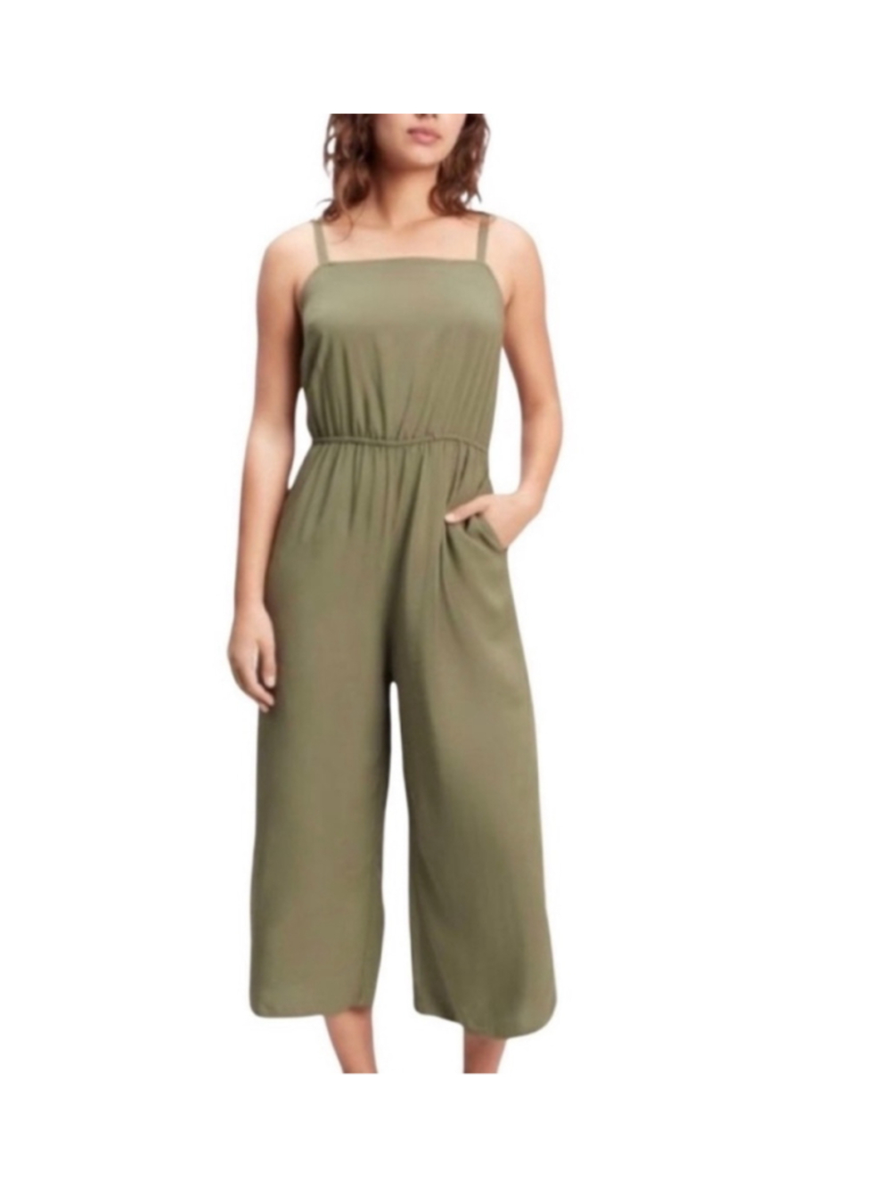 Gap Olive Green wide leg cropped Jumpsuit L